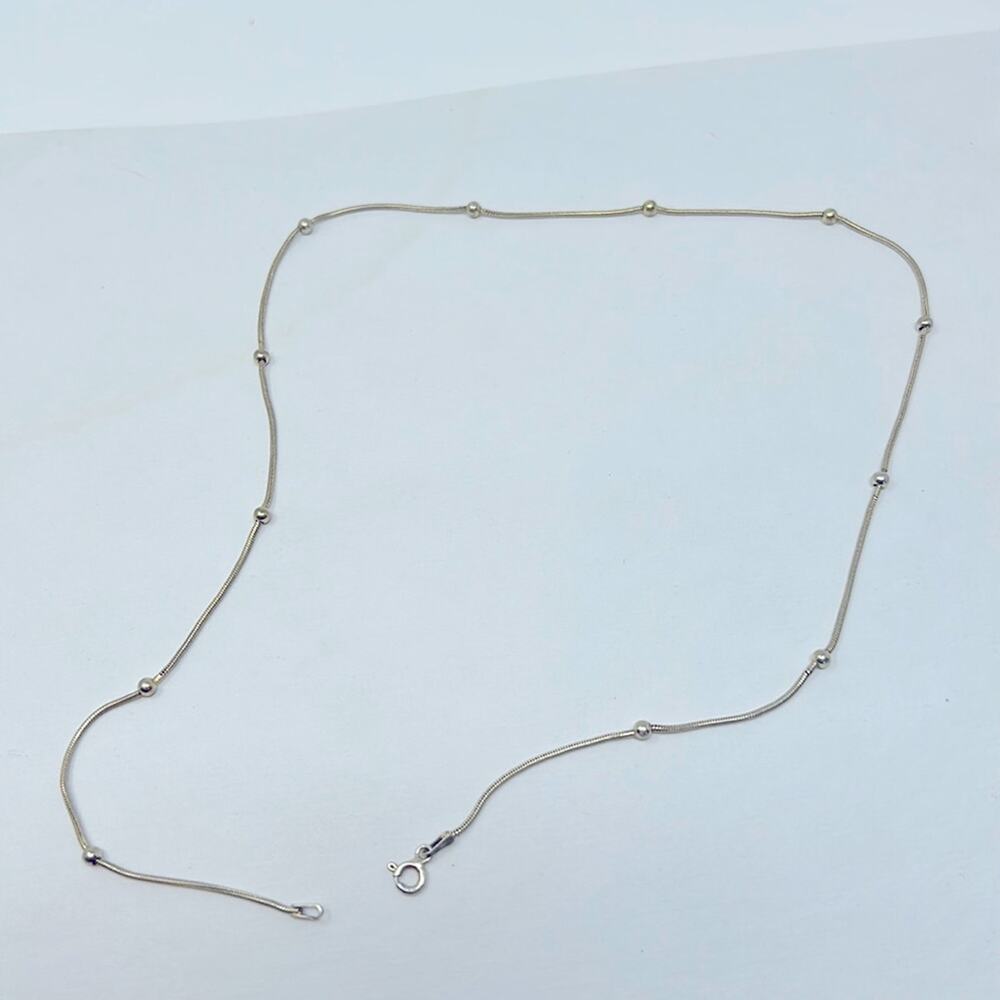 AG KC 925 Italy Vintage Sterling Silver Box Chain Beads Necklace